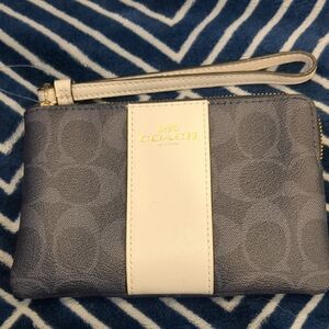Coach Navy Blue and White Wristlet